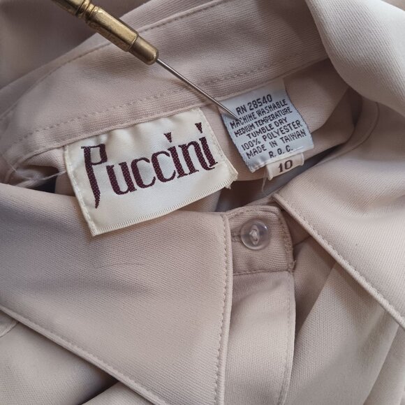 Vintage Womens Medium Blouse Secreatry Light Pink Stretchy Poly Granny 1970's - Picture 6 of 6